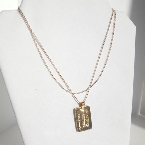 MOSCHINO Dog Tag Necklace Vintage 24k Plated - Picture 10 of 15